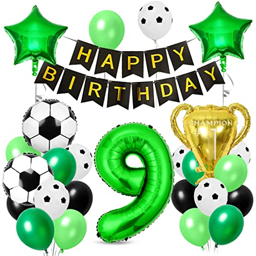 Fußball Luftballon 9 Jahre, Folienballons Fussball, Geburtstagsdeko Fußball 9, Trophäe Luftballon, Ballons Grün Schwarz, für Kinder Junge Geburtstag Party Dekoration Fußball Luftballon 9 Jahre, Folienballons Fussball, Geburtstagsdeko Fußball 9, Trophäe Luftballon, Ballons Grün Schwarz, für Kinder Junge Geburtstag Party Dekoration von Aurasky
