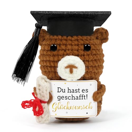 Gestrickter Bär mit Doktorhut, Kreative Strickwolle Bear Puppe, Abitur Deko, Pocket Hug Mini Bär, Abschluss Geschenk für ABI Bachelor Master Doktor Abschlussfeier C27 Gestrickter Bär mit Doktorhut, Kreative Strickwolle Bear Puppe, Abitur Deko, Pocket Hug Mini Bär, Abschluss Geschenk für ABI Bachelor Master Doktor Abschlussfeier C27 von Aurasky