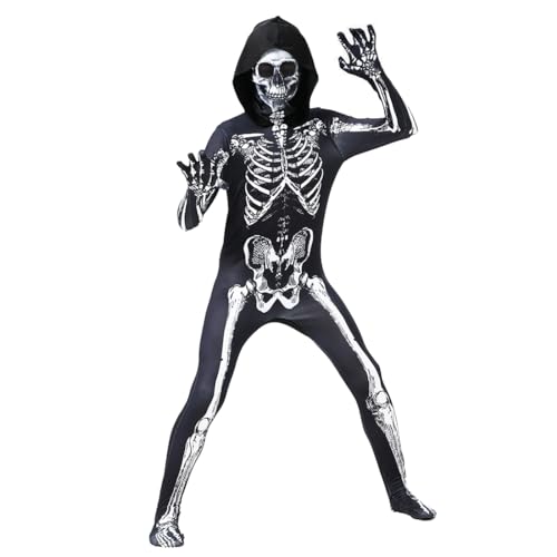 Aurasky Halloween Kostüm Kinder Skelett, Halloweenkostüm Kinder, Skelett Kostüm Kinder mit Maske, für Halloween Karneval Party Cosplay Themenparty, Geeignet für Kinder von 4-12 Jahren, Schwarz S Aurasky Halloween Kostüm Kinder Skelett, Halloweenkostüm Kinder, Skelett Kostüm Kinder mit Maske, für Halloween Karneval Party Cosplay Themenparty, Geeignet für Kinder von 4-12 Jahren, Schwarz S von Aurasky