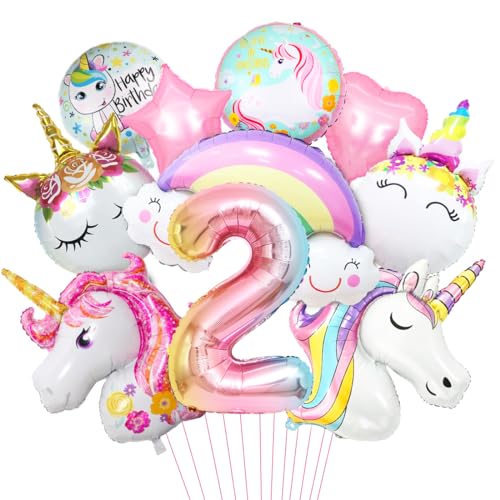 Luftballon Einhorn 2, 3D Folienballon Einhorn, Zahl 2 Folienballon, XXL Unicorn Ballon Set, Luftballon Regenbogen Stern Herz, für Mädchen Geburtstags Festival Party Dekoration Luftballon Einhorn 2, 3D Folienballon Einhorn, Zahl 2 Folienballon, XXL Unicorn Ballon Set, Luftballon Regenbogen Stern Herz, für Mädchen Geburtstags Festival Party Dekoration von Aurasky