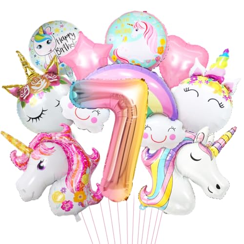 Luftballon Einhorn 7, 3D Folienballon Einhorn, Zahl 7 Folienballon, XXL Unicorn Ballon Set, Luftballon Regenbogen Stern Herz, für Mädchen Geburtstags Festival Party Dekoration Luftballon Einhorn 7, 3D Folienballon Einhorn, Zahl 7 Folienballon, XXL Unicorn Ballon Set, Luftballon Regenbogen Stern Herz, für Mädchen Geburtstags Festival Party Dekoration von Aurasky