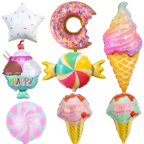 Luftballons Eiscreme, 8 Stück Folienballon Eis Donut Süßigkeiten, Ballons Candy Lollipop, Bunte Luftballon Bonbon, für Geburtstag Sommer Party Dekoration Kinder Geschenk Luftballons Eiscreme, 8 Stück Folienballon Eis Donut Süßigkeiten, Ballons Candy Lollipop, Bunte Luftballon Bonbon, für Geburtstag Sommer Party Dekoration Kinder Geschenk von Aurasky