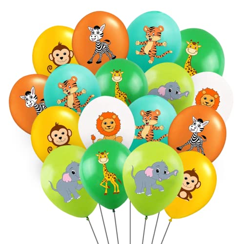 Luftballons Tiere, Ballons Dschungel Safari, 30 Stück 12 Zoll Latex Druck Ballon, Wildtiere Party Deko, Safari Party Zubehör für Kinder Geburtstag Mottoparty Dekoration von Aurasky