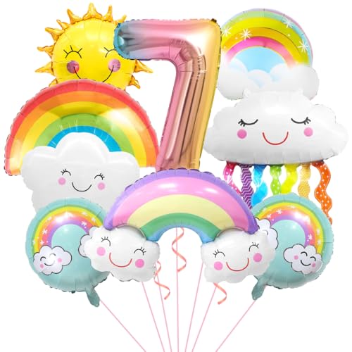 Regenbogen Geburtstagsdeko 7, Folienballon Wolken, Zahl 7 Ballon, Luftballons Wolken Quasten, Helium Ballon Sonne, für Jungen Mädchen Geburtstag Party Dekoration Regenbogen Geburtstagsdeko 7, Folienballon Wolken, Zahl 7 Ballon, Luftballons Wolken Quasten, Helium Ballon Sonne, für Jungen Mädchen Geburtstag Party Dekoration von Aurasky