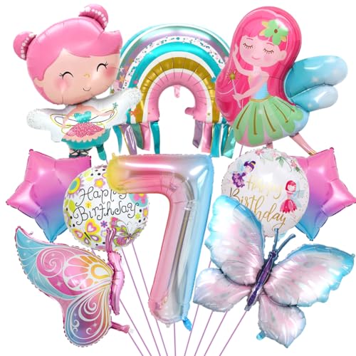 Schmetterling Deko Geburtstag, Luftballon 7. Geburtstag, Feen Geburtstag Deko, Regenbogen Stern Folienballon, für Mädchen Geburtstag Jubiläum Motto Party Dekoration Schmetterling Deko Geburtstag, Luftballon 7. Geburtstag, Feen Geburtstag Deko, Regenbogen Stern Folienballon, für Mädchen Geburtstag Jubiläum Motto Party Dekoration von Aurasky