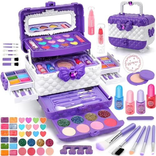 Aureyung Schminkkoffer Mädchen, 54PCS Waschbar Kinderschminke Set Mädchen, Spielzeug Mädchen 3-12 Jahre Kinderspielzeug, Geburtstag Weihnachts Geschenke für Mädchen 3 4 5 6 7 8 9 10 Jahre Aureyung Schminkkoffer Mädchen, 54PCS Waschbar Kinderschminke Set Mädchen, Spielzeug Mädchen 3-12 Jahre Kinderspielzeug, Geburtstag Weihnachts Geschenke für Mädchen 3 4 5 6 7 8 9 10 Jahre von Aureyung