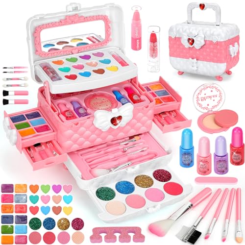 Aureyung Schminkkoffer Mädchen, 54PCS Waschbar Schminke Kinder, Spielzeug Kinder ab 3-12 Jahre , Geburtstag Weihnachts Geschenk Mädchen 3 4 5 6 7 8 9 10 Jahre von Aureyung