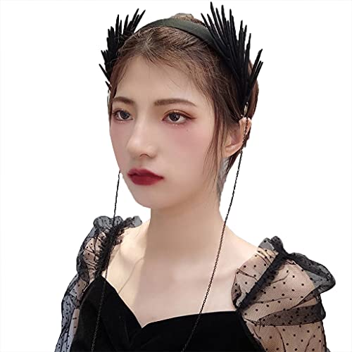 Aurgiarme Quastenflügel Kopfbedeckung Gothic Wing Hairband Mit Chian Nicht Slip Kopfstücksfoto Requisiten Kostüme Halloween Accessoires Quasten Stirnband Halloween Vorräte von Aurgiarme