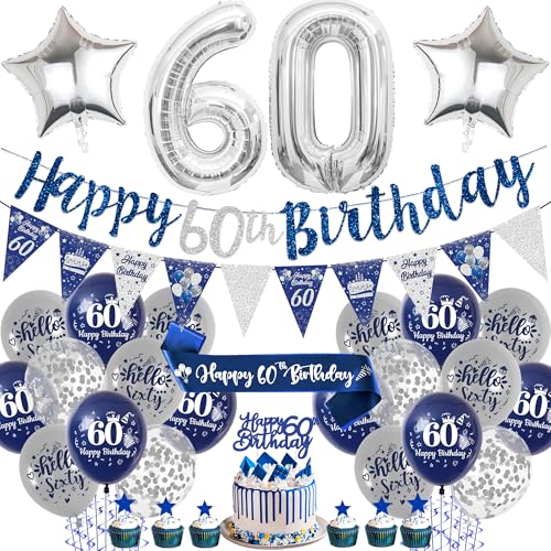 Blau Silber Geburtstag Dekorationen für Junge und Männer (Blau Silber 60th) von Aurmonigo