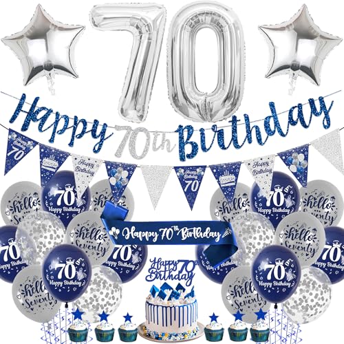 Blau Silber Geburtstag Dekorationen für Junge und Männer (Blau Silber 70th) von Aurmonigo