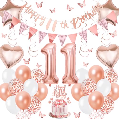 Roségoldene Geburtstagsdekorationen (11. Geburtstag Dekorationen Mädchen) von Aurmonigo