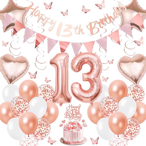 Roségoldene Geburtstagsdekorationen (13. Geburtstag Dekorationen Mädchen) von Aurmonigo
