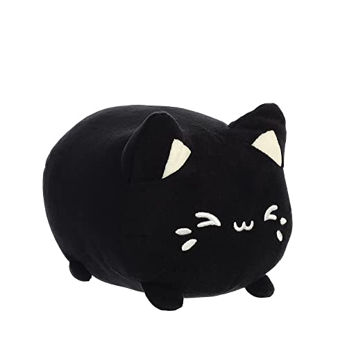 Aurora World Plush Toys Aurora, 14272, Tasty Peach Black Sesame Meowchi, 18cm, Eco-Friendly Plüschtier, Schwarz von Aurora