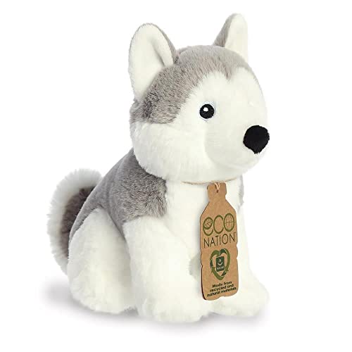 Aurora World Aurora, 35046, Eco Nation Husky Hund, 20cm, Plüsch, Grau & Weiß, Tierdruck, S von Aurora