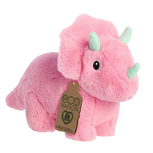 Aurora® Responsibly Made Eco Nation™ Trix Triceratops Stofftier – ideal für Spielabenteuer – perfekt für Geburtstage oder einfach so – Rosa 20,3 cm von Aurora
