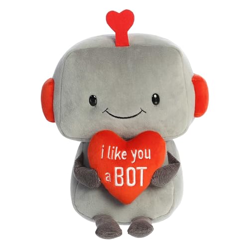 Aurora Witty JUST Sayin' I Like You A Bot Robot Stuffed Animal - Expressive Characters - Quirky Gift Ideas - Grey 13 Inches von Aurora