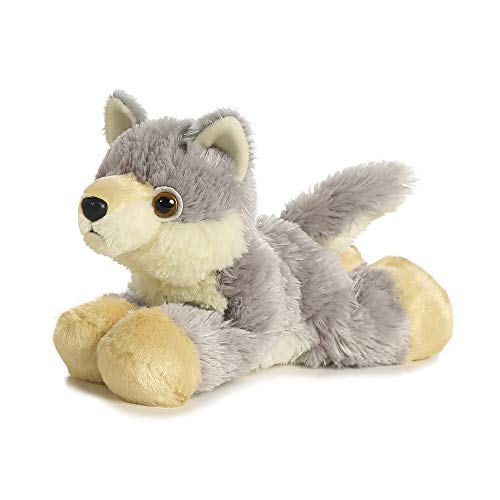 Aurora, 13296, Mini Flopsie Wolf, 20cm, Plüschtier, weiß/lila von Aurora