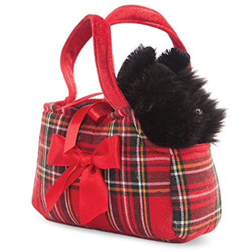 Aurora World 60328 - Fancy Pal Scottie, Scottisch Terrier in rot-karierter Tasche mit Schleife, 20.5 cm von Aurora