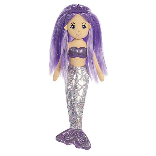 Aurora World Aurora, 33209, Sea Shimmers Amethyst die Meerjungfrau, 26cm, Plüschtier,lila, Pink von Aurora