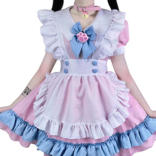 Aurueda Süße Lolita Bogen Kleid Kawaii Cosplay Kostüme Prinzessin Gericht Röcke Anime Fancy Schürze Maid Kleid von Aurueda