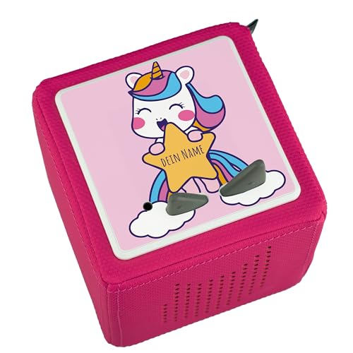 Ausgewählt verpackt Schutzfolie für Toniebox – personalisiert mit Namen – passgenauer Aufkleber – Selbstklebender Bezug aus Stabiler Folie – (Einhorn mit Stern) von Ausgewählt verpackt