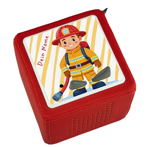 Ausgewählt verpackt Schutzfolie für Toniebox – personalisiert mit Namen – passgenauer Aufkleber – Selbstklebender Bezug aus Stabiler Folie – (Feuerwehrmann) von Ausgewählt verpackt