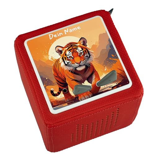 Ausgewählt verpackt Schutzfolie für Toniebox – personalisiert mit Namen – passgenauer Aufkleber – Selbstklebender Bezug aus Stabiler Folie – (Tiger) von Ausgewählt verpackt