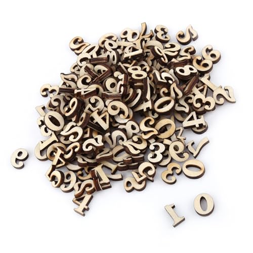 Ausla 200pcs Hölzerne Alphabetbuchstaben, Unbemalte Handwerksmaterialien für DIY -Projekte, für Frühes Lernen und Wohnkultur (Nummer) von Ausla