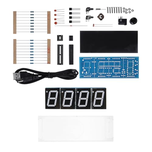 Ausla 4 Ziffer DIY Digitale LED -Uhr, ABS -Kunststoff, Automatische Zeittemperaturanzeige, Alarm Timer für Elektronikbegeisterte (White) von Ausla