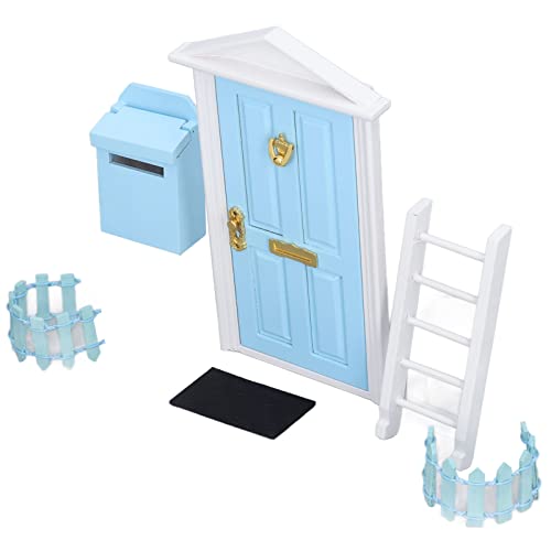 Ausla Mini -Holztür -Set, Lebendige Details Gesättigte Farbe, 1:12 Puppenhaus Miniaturtür für Zahnfee mit Einem Niedlichen und Einzigartigen Design (Blue) von Ausla