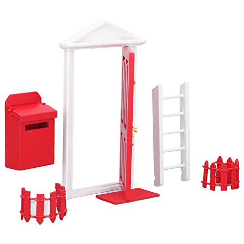 Ausla Mini -Holztür -Set, Lebendige Details Gesättigte Farbe, 1:12 Puppenhaus Miniaturtür für Zahnfee mit Einem Niedlichen und Einzigartigen Design (Rot) von Ausla