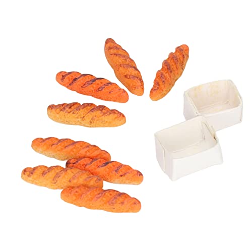 Ausla Mini-Puppenhaus-Miniatur Brot, Hoch Simulierendes Harz-Mini-Lebensmittel Brot für Geschenke, Lebenslanges Puppenhaus-Zubehör mit 10 Basen von Ausla