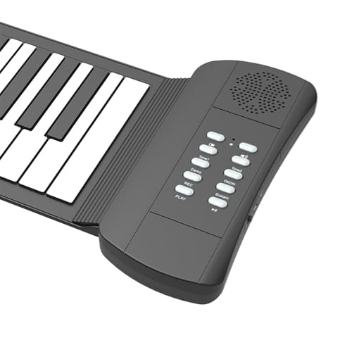 Ausla Rollen Sie Klavier, Silikon Tragbare Elektronische Tastatur, 49/61 Tasten mit Zwei Netzteils, Ideal für Anfänger für Kinder und Outdoor -Aktivitäten (Schwarz & Weiß #49) von Ausla