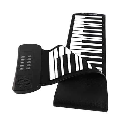 Ausla Rollen Sie Klavier, Tragbare Silikon -Tastatur mit 16 Tönen, Flexibles Musikpad für Kinderanfänger und Outdoor -Aktivitäten (Schwarz & Weiß #61) von Ausla