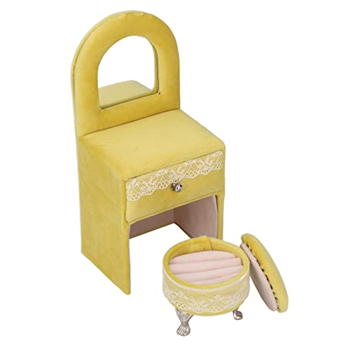 Creme Yellow Mini Stuhl Weiche Flanellette Doll House Möbel Dekoration Schmuck Aufbewahrungsbox, Miniatursofa, Ideales für Ordentlich Aufbewahrte Schmuck (Schminktisch (7 x 3,1 von Ausla