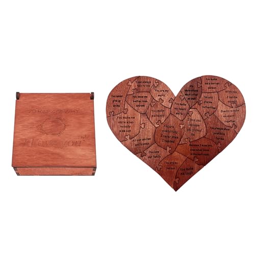 Hölzerne Herzförmige Rätsel, Exquisite Liebesbotschaften 20 Stücke, Premium Birkenholz, Romantik, Vorschlag, Valentinstag, 3.7x3.7x1.6in von Ausla