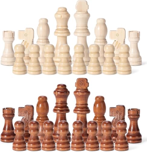 Schachfiguren aus Holz, 32 Stück Handgefertigte Internationale Staunton-Schachfiguren, Nur Komplette Ersatzstücke, Interaktives Spielzeug Schachfiguren aus Holz, 32 Stück Handgefertigte Internationale Staunton-Schachfiguren, Nur Komplette Ersatzstücke, Interaktives Spielzeug von Ausla