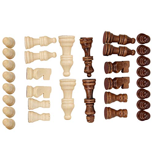 Schachfiguren aus Holz, 32 Stück Handgefertigte Internationale Staunton-Schachfiguren, Nur Komplette Ersatzstücke, Interaktives Spielzeug von Ausla
