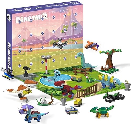 Auspcers Dinosaurier für Lego Adventskalender 2023, 24 blocs de serrage dinosaures, 12 Petits dinosaures + 12 décorations + 1 Grand kit de Construction super dinosaure von Auspcers