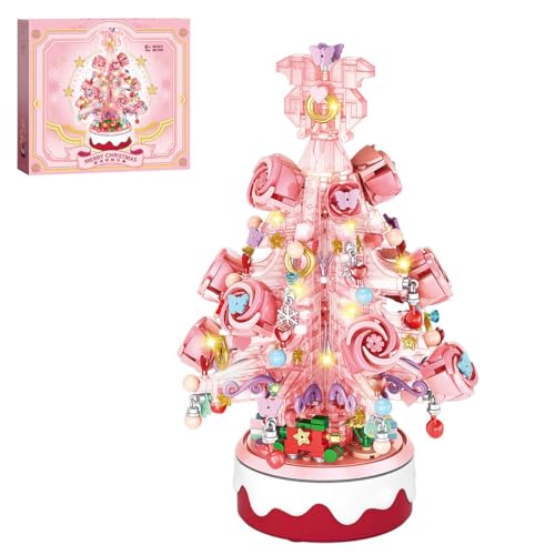 Auspcers Weihnachten Spieluhr Bausteine Bausatz, 900 Klemmbausteine Rosa Kristall Weihnachtsbaum Spieluhr Modellbausatz, Weihnachtsbaum Musikbox Kompatibel mit großen Marken Auspcers Weihnachten Spieluhr Bausteine Bausatz, 900 Klemmbausteine Rosa Kristall Weihnachtsbaum Spieluhr Modellbausatz, Weihnachtsbaum Musikbox Kompatibel mit großen Marken von Auspcers