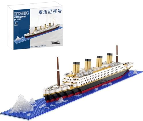 Auspcers Technik Titanic Schiff Bausteine Bausatz Modell, 1878PCS DIY Nano Micro Building Blocks Spielzeug, Titanic-Schiffsmodell Not Kompatibel mit großen Marken, Geschenk für Erwachsene und Kinder von Auspcers