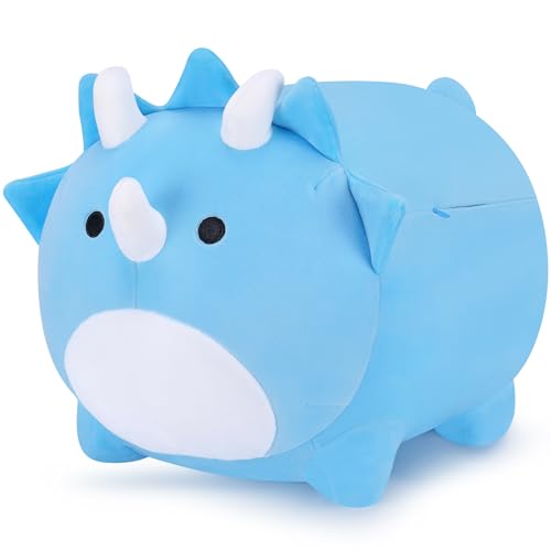 Dinosaurier Kuscheltier Triceratops Plüsch Spielzeug Dino kuschelkissen, Süße Dinosaurier Plüschtier Umarmungskissen Kawaii Dino Stofftier Plüsch Puppe für Jungen und Mädchen Geburtsta(Blau, 50cm) von Auspicious beginning