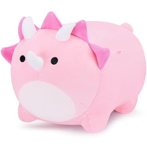 Dinosaurier Kuscheltier Triceratops Plüsch Spielzeug Dino kuschelkissen, Süße Dinosaurier Plüschtier Umarmungskissen Kawaii Dino Stofftier Plüsch Puppe für Jungen und Mädchen Geburtsta(Rosa, 40cm) von Auspicious beginning