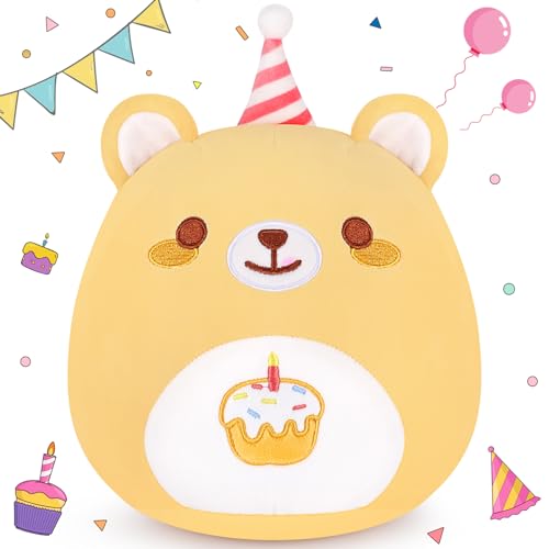 Geburtstag Bär Plüschkissen Kawaii Plüsch Bär Spielzeug, Plüschbär Kissen Puppe Süßes Kuscheltiere Weiches Tier Plüsch Umarmungskissen Niedliche Sofa Dekoration für Kinder Erwachsene Geburtstag von Auspicious beginning