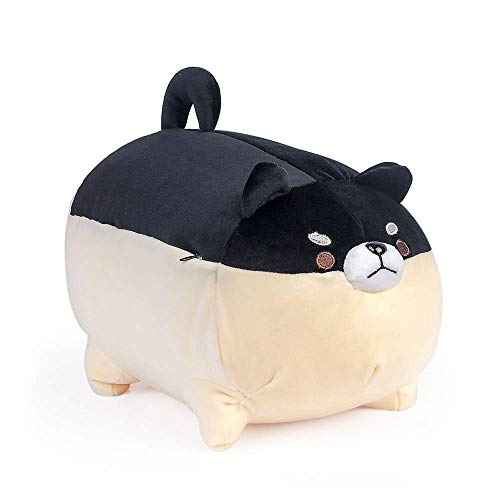 Shiba Inu Plüsch Plüschtier Stofftier Plüschkissen Kissen Puppe Kawaii Plüsch Corgi Plüschtier, Shiba Inu Plüschkissen Stofftier für Freunde, Geburtstagsgeschenk (15.7 Zoll, Schwarz) von Auspicious beginning