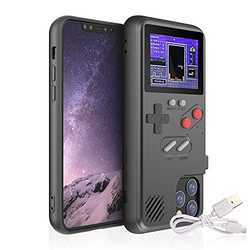 Gameboy Schutzhülle für iPhone, Autbye Retro 3D Handyhülle, Spielekonsole mit 36 klassischen Spielen, Farbdisplay stoßfest (Schwarz, für iPhone 13 Mini) von Autbye