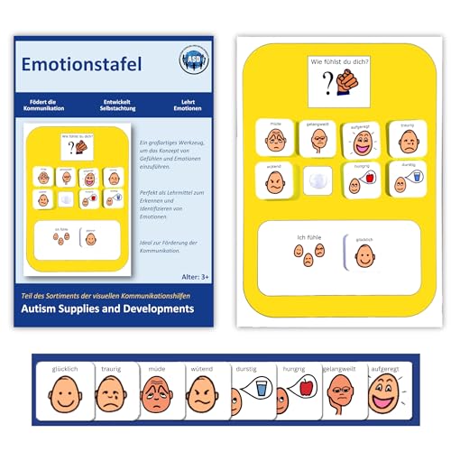 Emotionsauswahl Nonverbale Kommunikationstafel – Autismus Hilfsmittel – 8 Kommunikationskarten Autismus – Robust Hochwertige Visuelle Kommunikation von Autism Supplies and Developments