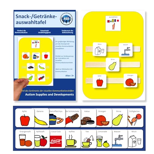 Snackauswahl Nonverbale Kommunikationstafel – Autismus Hilfsmittel – 15 Kommunikationskarten Autismus – Robust Hochwertige Visuelle Kommunikation von Autism Supplies and Developments