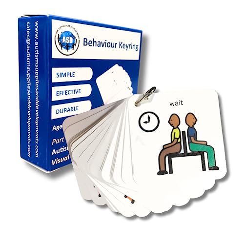 Autism Supplies and Developments EN_BKR Schlüsselanhänger aus Kunststoff mit visuellem Verhalten (Englisch), blau, 7cm Square von Autism Supplies and Developments