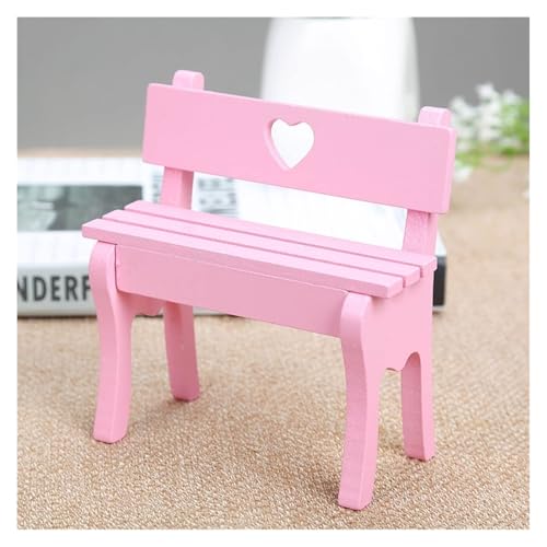Mini Puppenhaus Gartenbank Miniatur Puppenbank Couch Mikro-Landschaftsverzierung Mini Parkbänke Modell für DIY-Bastelarbeiten Wohnkultur Fotokabinen-Requisiten (Rosa) von AutoPrevails